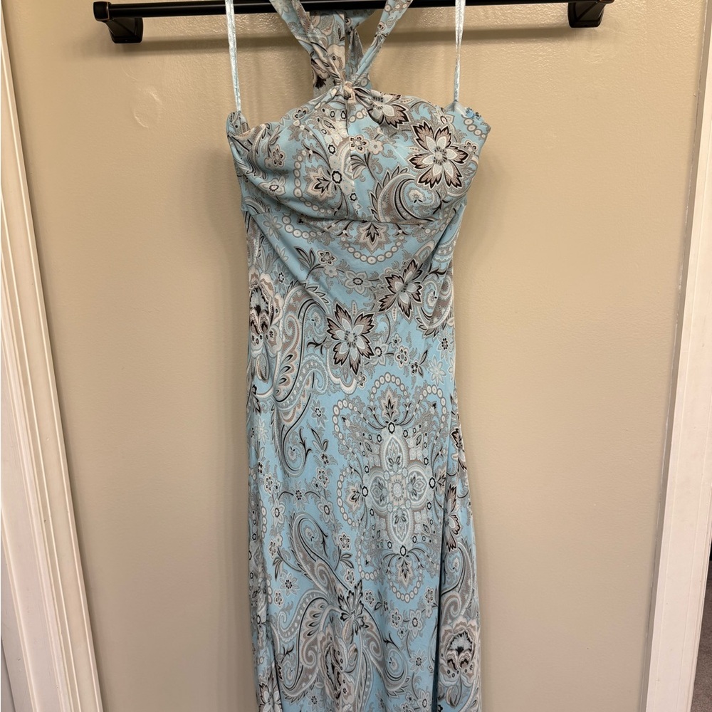 Ann Taylor Strapless Light Blue Paisley Dress - Picture 3 of 8